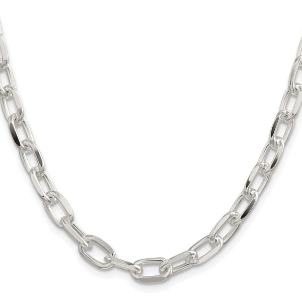 Rhodium-Plated Sterling Silver 7.5mm Diamond-Cut Chain - Style GR1-1033223