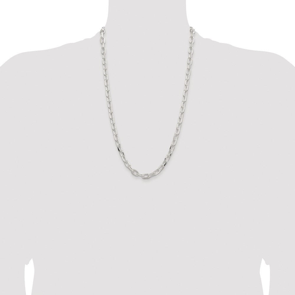 High-Quality Rhodium-Plated Sterling Silver 7.5mm Diamond-Cut Chain - Stylish Value!