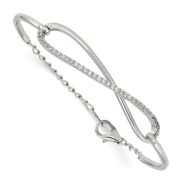 Rhodium-Plated Sterling Silver Infinity Bracelet with 33 CZ Stones