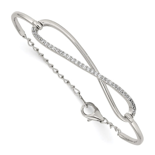 Shop Stylish Rhodium-Plated Sterling Silver Infinity Bracelet with 33 CZ Stones