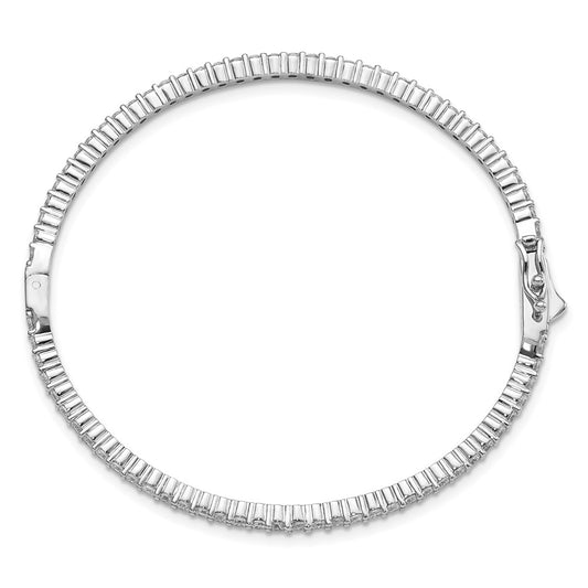High-Quality Rhodium-Plated Sterling Silver Bangle Bracelet with 68 CZ Stones