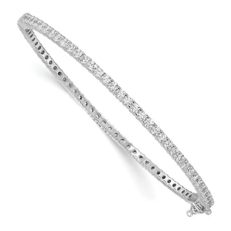 High-Quality Rhodium-Plated Sterling Silver Bangle Bracelet with 68 CZ Stones
