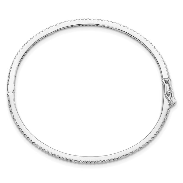 Rhodium-Plated Sterling Silver Hinged Bangle Bracelet - 115 CZ Stones
