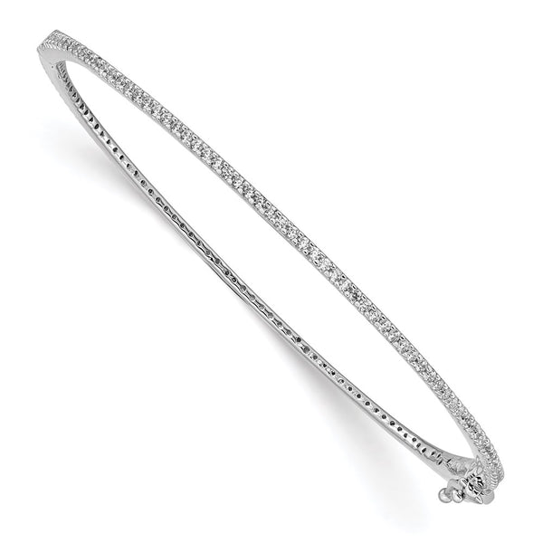 Rhodium-Plated Sterling Silver Hinged Bangle Bracelet - 115 CZ Stones