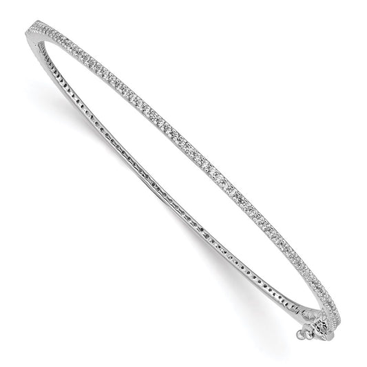 Exclusive Rhodium-Plated Sterling Silver Hinged Bangle Bracelet - 115 CZ Stones