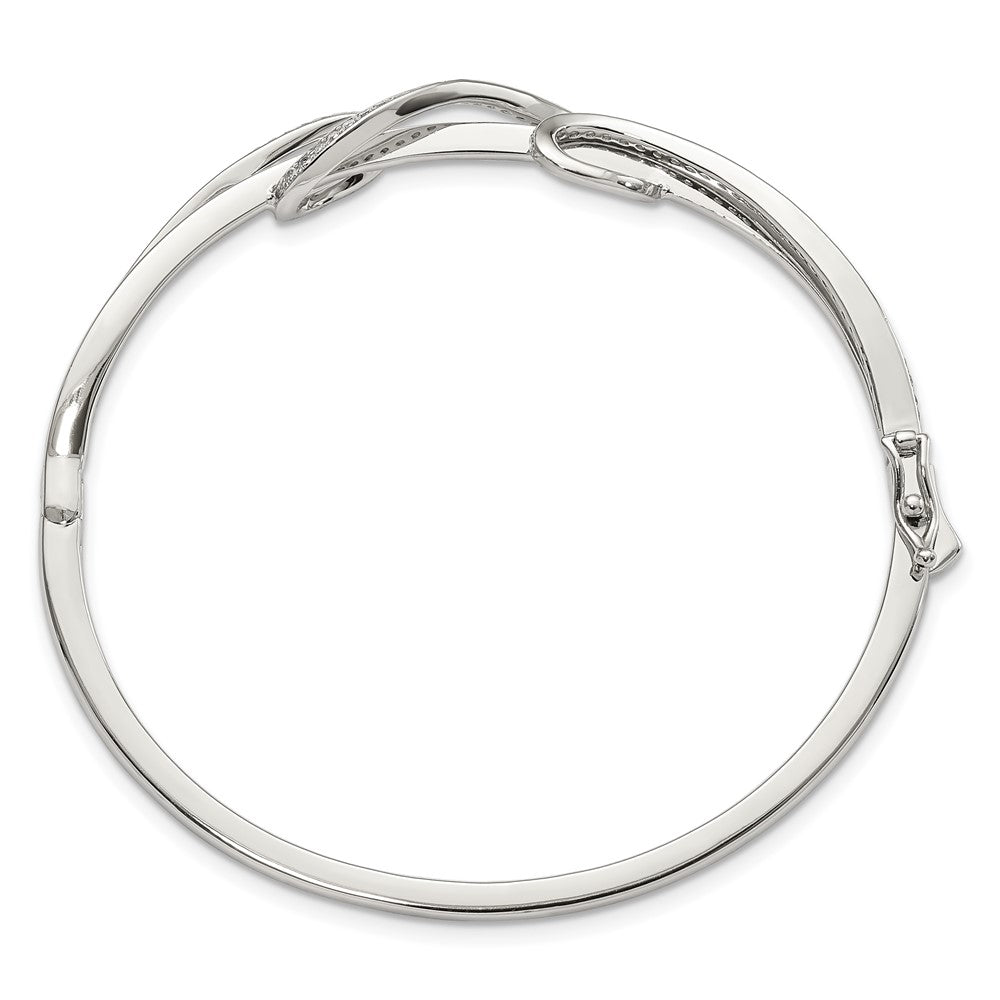 Buy Stylish Rhodium-Plated Sterling Silver Bangle Bracelet with 83 CZ Stones