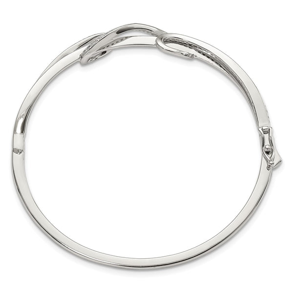 Rhodium-Plated Sterling Silver Bangle Bracelet with 83 CZ Stones - Style GR1-1007676