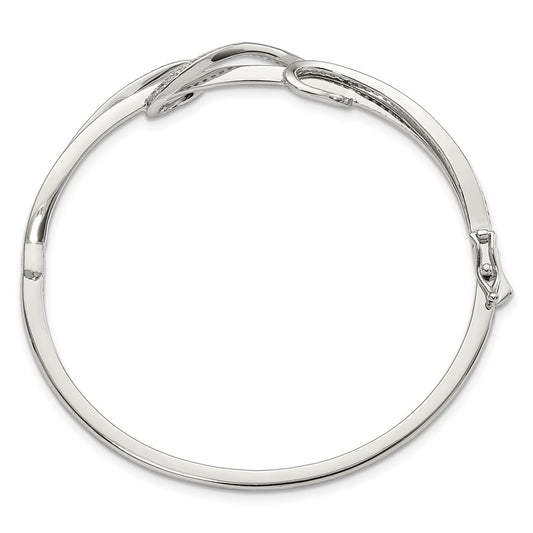 Buy Stylish Rhodium-Plated Sterling Silver Bangle Bracelet with 83 CZ Stones