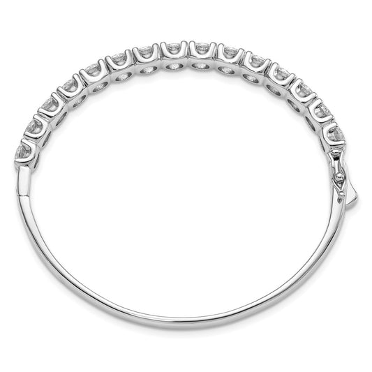 High-Quality Rhodium-Plated Sterling Silver Bangle Bracelet - 15 CZ Stones, Affordable Price