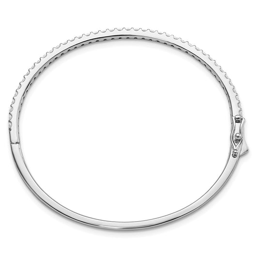 High-Quality Rhodium-Plated Sterling Silver Bangle Bracelet - 41 CZ Stones, Stylish!