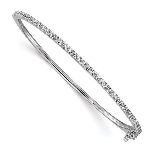 High-Quality Rhodium-Plated Sterling Silver Bangle Bracelet - 41 CZ Stones, Stylish!
