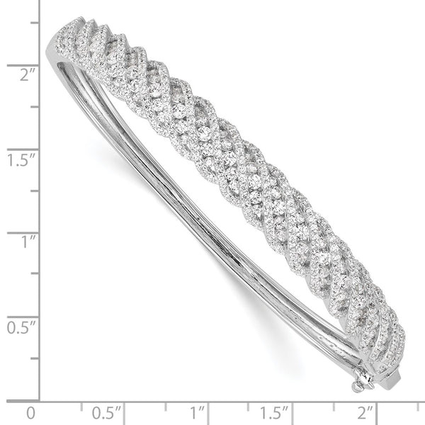 Rhodium-Plated Sterling Silver Bangle Bracelet with 349 CZ Stones