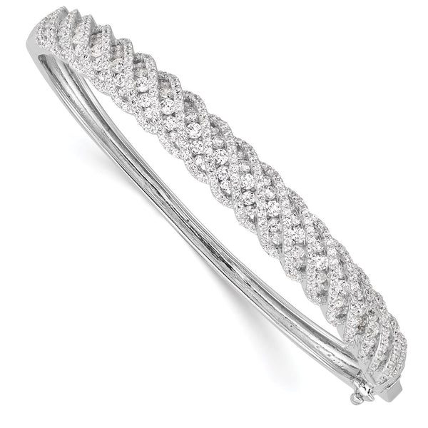Rhodium-Plated Sterling Silver Bangle Bracelet with 349 CZ Stones