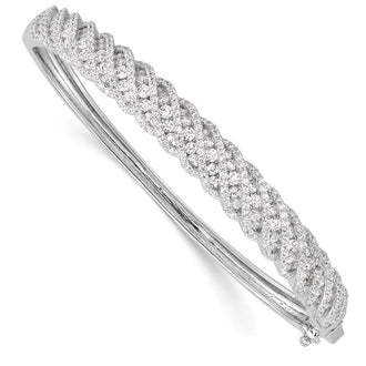 Exclusive Rhodium-Plated Sterling Silver Bangle Bracelet with 349 CZ Stones