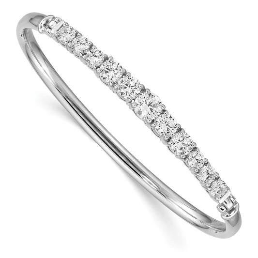 Shop Stylish Rhodium-Plated Graduated CZ Hinged Bangle in Sterling Silver
