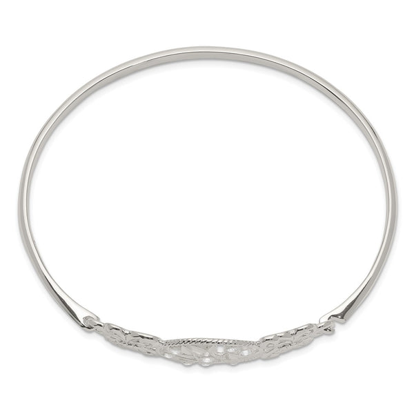 Sterling Silver Butterfly Bangle with Cubic Zirconia