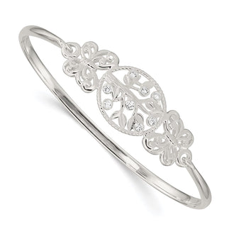 Shop Exclusive Sterling Silver Butterfly Bangle with Cubic Zirconia - Stylish Design