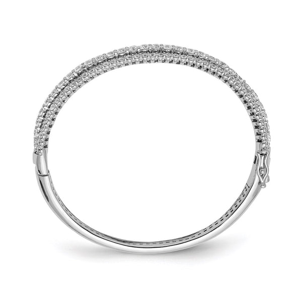 Rhodium-Plated Sterling Silver Bangle Bracelet with 116 CZ