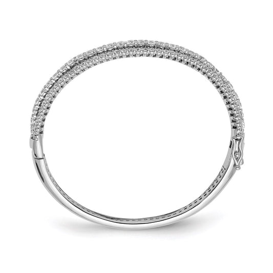 High-Quality Rhodium-Plated Sterling Silver Bangle Bracelet with 116 CZ | Stylish Value