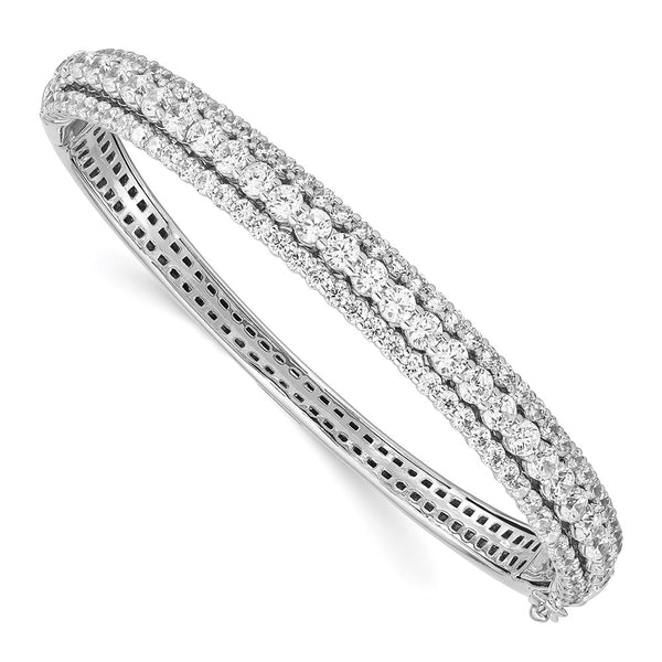 Rhodium-Plated Sterling Silver Bangle Bracelet with 116 CZ