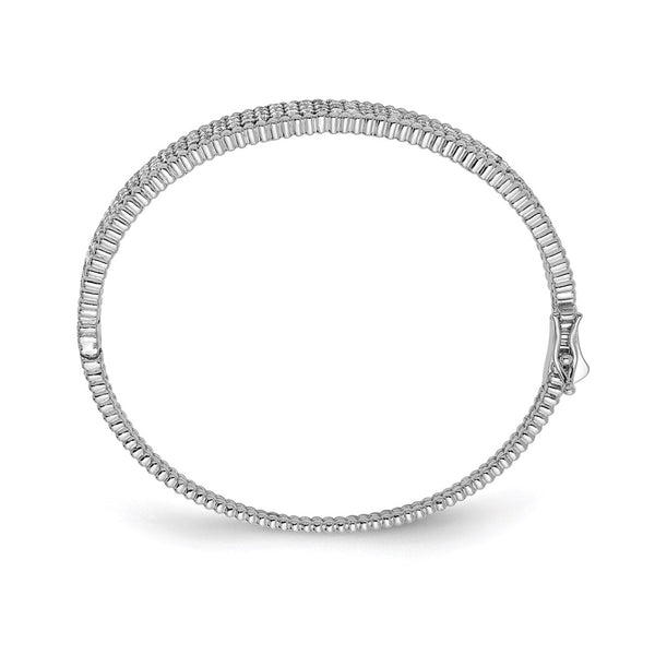 Rhodium-Plated Sterling Silver Bangle Bracelet with 137 CZ Stones