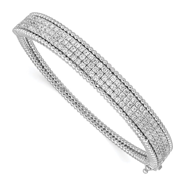 Rhodium-Plated Sterling Silver Bangle Bracelet with 137 CZ Stones