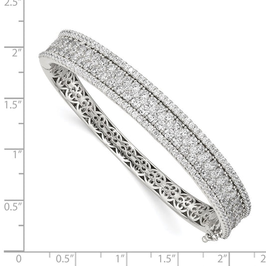 Exclusive Sterling Shimmer Rhodium-Plated Bangle Bracelet - 215-Stone CZ, Stylish Value!