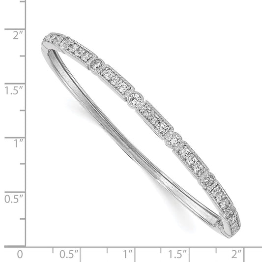 Shop Stylish Rhodium-Plated Sterling Silver Bangle Bracelet with 29 CZ Stones