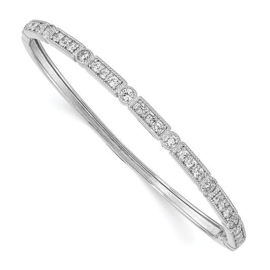 Shop Stylish Rhodium-Plated Sterling Silver Bangle Bracelet with 29 CZ Stones