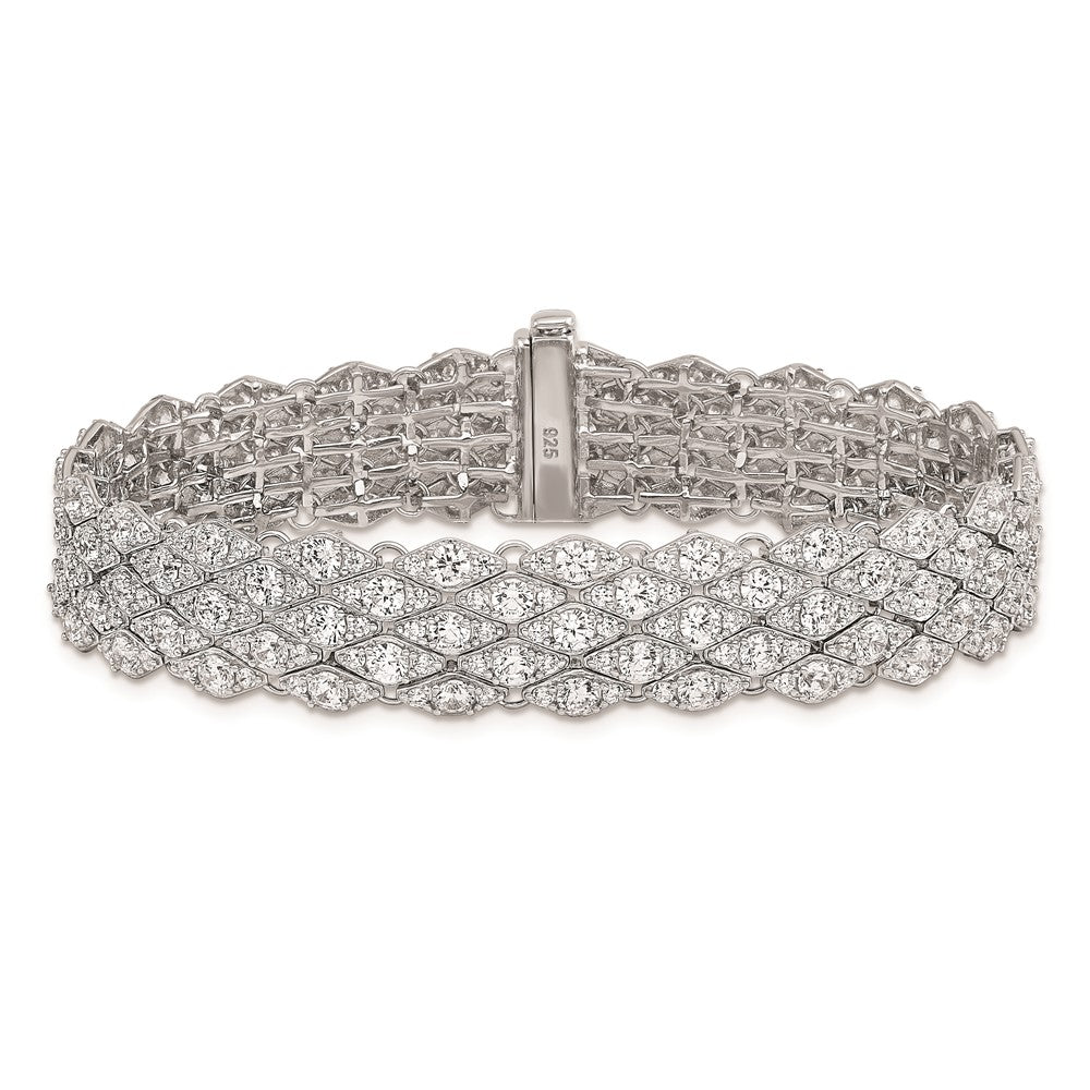 Buy Stylish Rhodium-Plated Sterling Silver CZ Mesh Bracelet - 6.75", 315 Stones