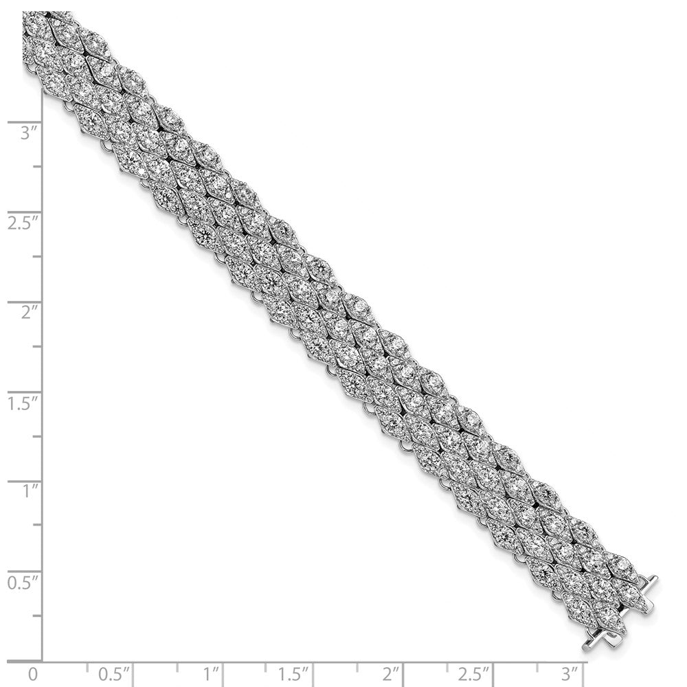 Buy Stylish Rhodium-Plated Sterling Silver CZ Mesh Bracelet - 6.75", 315 Stones