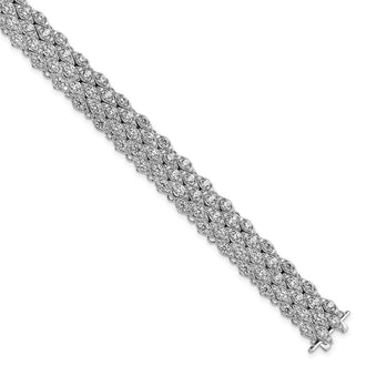 Buy Stylish Rhodium-Plated Sterling Silver CZ Mesh Bracelet - 6.75", 315 Stones