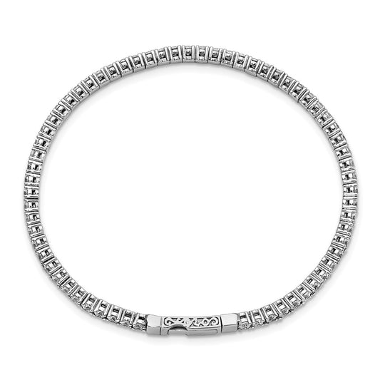 Shop Stylish Rhodium-Plated Sterling Silver Bangle Bracelet with 65 CZ Stones