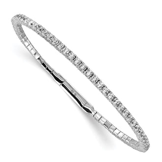 Shop Stylish Rhodium-Plated Sterling Silver Bangle Bracelet with 65 CZ Stones