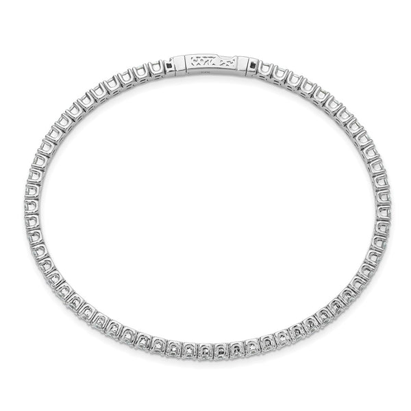 Rhodium-Plated Sterling Silver CZ Bangle Bracelet - 8 Inches