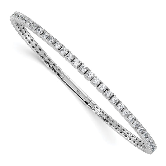 Buy Stylish Rhodium-Plated Sterling Silver CZ Bangle Bracelet - 8 Inches
