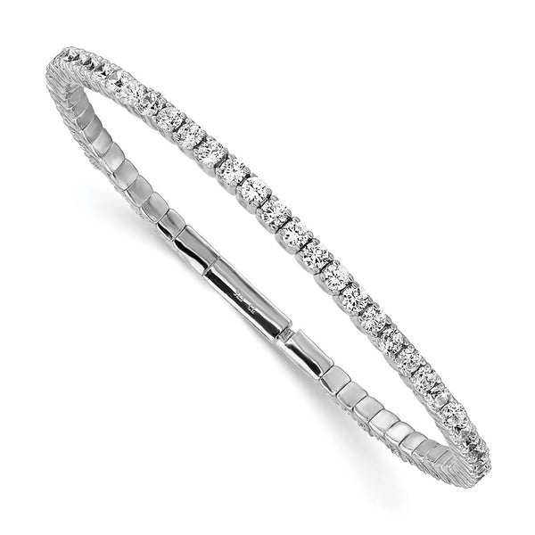 Sterling Silver Bangle Bracelet - 51 CZ Stones