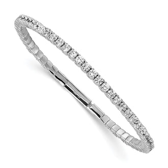 Exclusive Sterling Silver Bangle Bracelet - 51 CZ Stones, Stylish Design
