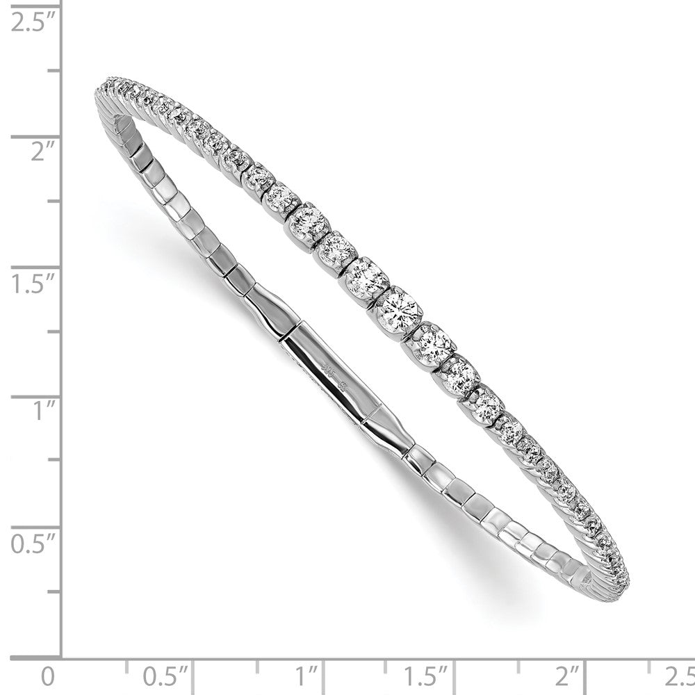 High-Quality Rhodium-Plated Sterling Silver Bangle Bracelet with 61 CZ Stones