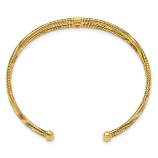 Buy Stylish Polished Gold-tone CZ Two-Band Cuff Bracelet - 14K Gold, Affordable
