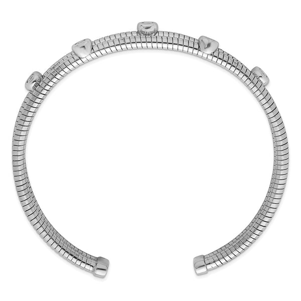 Textured CZ Moveable Wrap Bangle Bracelet - 7.5 Rhodium-Plated Silver
