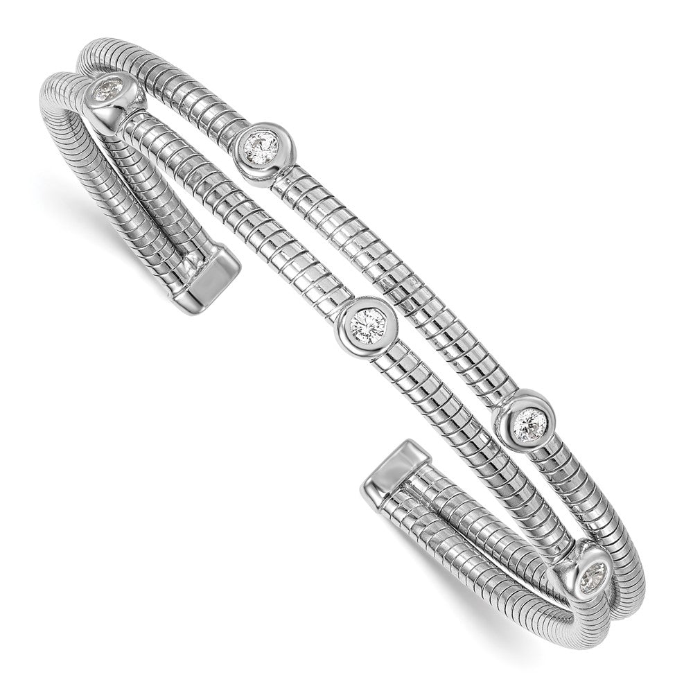 Buy Stylish Textured CZ Moveable Wrap Bangle Bracelet | 7.5 Rhodium-Plated Silver
