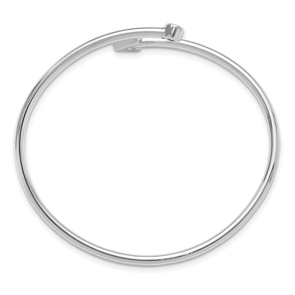 Rhodium-Plated Sterling Silver CZ Arrow Cuff Bangle Bracelet