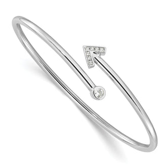 Buy Stylish Rhodium-Plated Sterling Silver CZ Arrow Cuff Bangle Bracelet