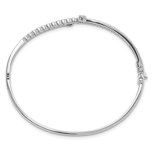 Shop Stylish Polished CZ Hinged Bangle Bracelet - Rhodium-Plated, Affordable Luxury