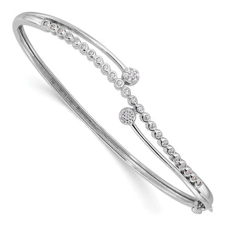 Shop Stylish Polished CZ Hinged Bangle Bracelet - Rhodium-Plated, Affordable Luxury