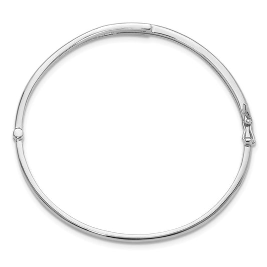 Exclusive Polished Fancy CZ Hinged Bangle - Stylish Rhodium-Plated Silver
