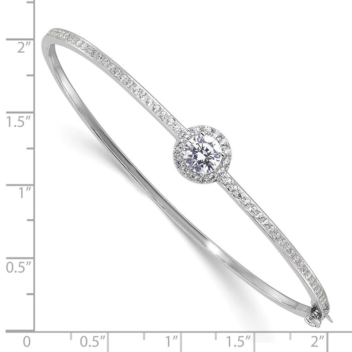 Exclusive Rhodium-Plated Sterling Silver CZ Hinged Bangle Bracelet - Stylish Value!-3