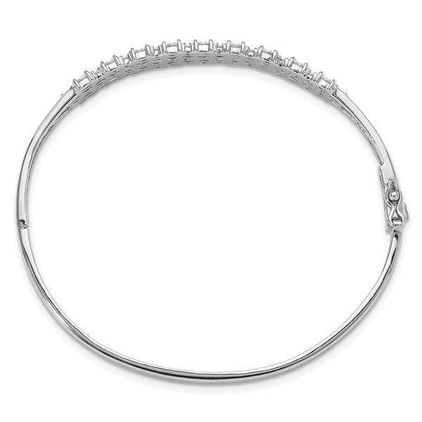 Rhodium-Plated Sterling Silver CZ Triple Row Bracelet - 7.5"