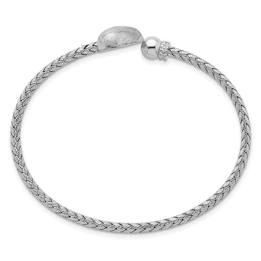 Buy Stylish Rhodium-Plated Sterling Silver Adjustable Cuff Bangle with CZ